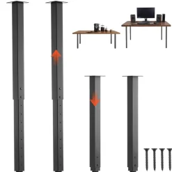 VEVOR Adjustable Table Legs, 24-40 in Square Steel Furniture Legs, 1200 lbs Max Load Heavy Duty, Quick Installation, Ideal for Home Office Desk DIY, Coffee Dinner Bar Tables, Workbenches, 4 PCS, Black