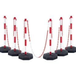 VEVOR Adjustable Traffic Delineator Post Cones, 6 Pack, Traffic Safety Delineator Barrier with Fillable Base 6.6FT Chain, for Traffic Control Warning Parking Lot Construction Caution Roads, Red&White