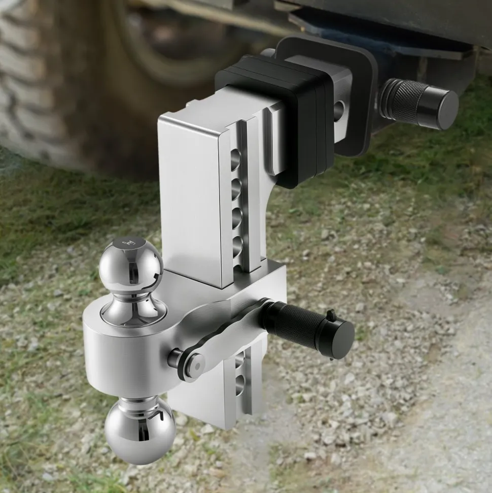 VEVOR Adjustable Trailer Hitch, 8-Inch Drop Hitch, Tri-Ball Mount for 2.5-Inch Hitch Receiver, Trailer Ball Size 1-7/8", 2" & 2-5/16", Max 18500 lbs Ball Hitch, Towing Hitch for RVs, ATVs, and Trucks