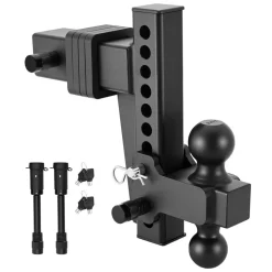 VEVOR Adjustable Trailer Hitch, Fit 2.5 Inch Receiver, Trailer Hitch Mount with 2 Inch & 2-5/16 Inch Balls, 28000 lbs GTW, 8 Inch Drop, Towing Ball Mounts for RVs, Off-Road Vehicles and Trucks, Black