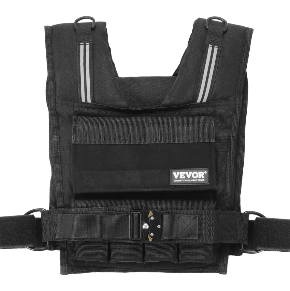 VEVOR Adjustable Weighted Vest, 35lb Weight Vest with Iron Weights, Shoulder Pad, and Reflective Stripe, Body Weight Vest Exercise Set for Men Women, Workout Equipment for Strength Training Running