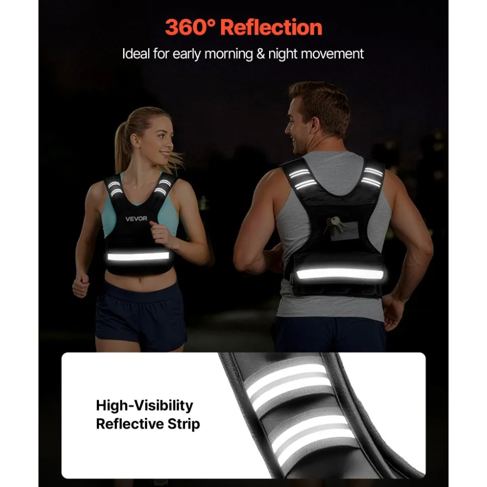 VEVOR Adjustable Weighted Vest, 4-10 lbs Comfortable X-Shape Body Weight Vest Set with 6 Weight Packs and Reflective Stripe, for Men Women, Workout Equipment for Strength Training Running Jogging