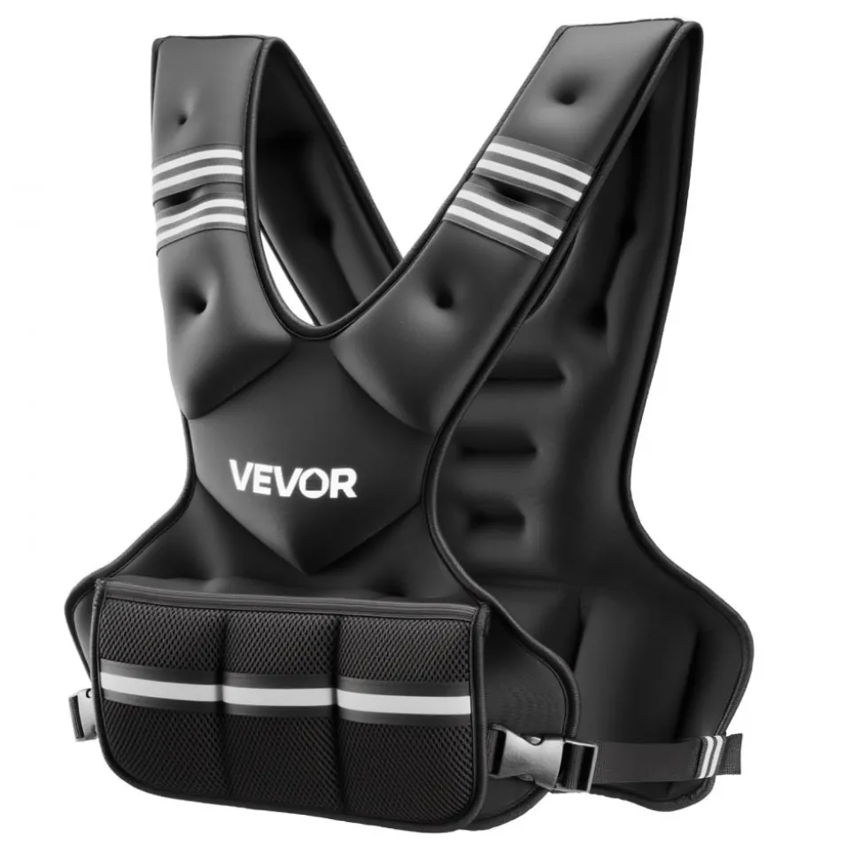 VEVOR Adjustable Weighted Vest, 20-32 lbs Comfortable X-Shape Body Weight Vest Set with 6 Weight Packs and Reflective Stripe, for Men Women, Workout Equipment for Strength Training Running Jogging