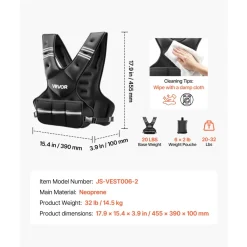 VEVOR Adjustable Weighted Vest, 20-32 lbs Comfortable X-Shape Body Weight Vest Set with 6 Weight Packs and Reflective Stripe, for Men Women, Workout Equipment for Strength Training Running Jogging