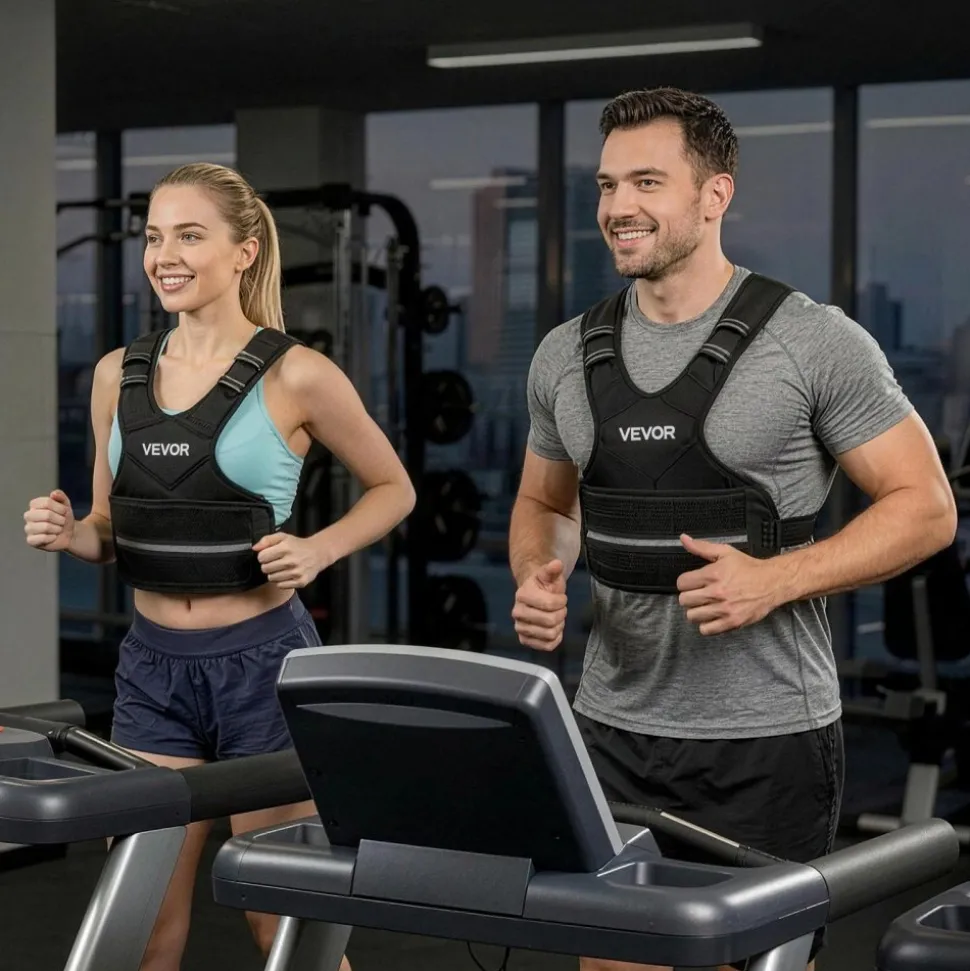 VEVOR Adjustable Weighted Vest, 20-32 lbs Comfortable X-Shape Body Weight Vest Set with 6 Weight Packs and Reflective Stripe, for Men Women, Workout Equipment for Strength Training Running Jogging