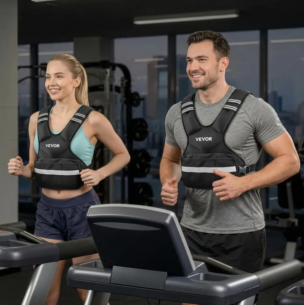 VEVOR Adjustable Weighted Vest, 24-40 lbs Comfortable X-Shape Body Weight Vest Set with 8 Weight Packs and Reflective Stripe, for Men Women, Workout Equipment for Strength Training Running Jogging