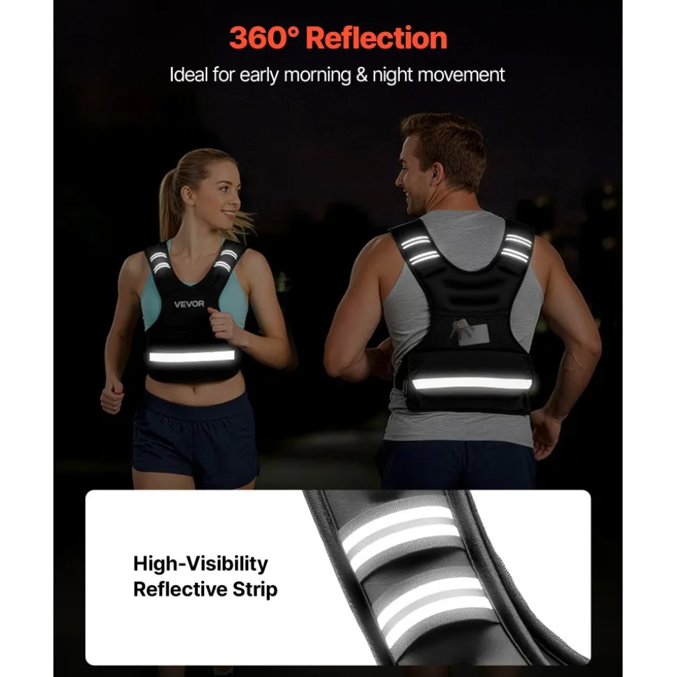 VEVOR Adjustable Weighted Vest, 24-40 lbs Comfortable X-Shape Body Weight Vest Set with 8 Weight Packs and Reflective Stripe, for Men Women, Workout Equipment for Strength Training Running Jogging