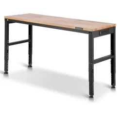 VEVOR Adjustable Workbench, 2000 lbs Capacity, 61 x 20-inch Heavy Duty Work Bench with 27.1-36 Inches Height Adjustment, Garage Workbench with Power Outlets, Suitable for Office, Garage, Workshop