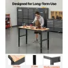 VEVOR Adjustable Workbench, 5000 lbs Capacity, 96 x 24 Inch Oak Wood Top Workstation with 4 AC Outlets & 2 USB Ports, Heavy-Duty Hardwood Worktable for Garage, Workshop, Home, Office, Commercial