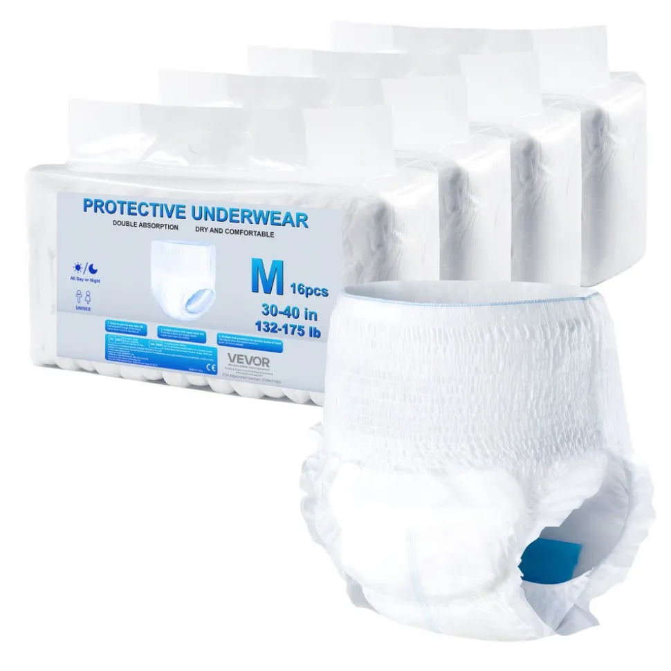 VEVOR Adult Incontinence Underwear, High Absorbent Protective Underwear for Men & Women, Disposable Adult Pull-ups Diapers with Leakproof Leg Cuff & Wetness Indicator - M Size, 64 Count (4 Pack of 16)