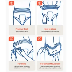 VEVOR Adult Incontinence Underwear, High Absorbent Protective Underwear for Men & Women, Disposable Adult Pull-ups Diaper with Leakproof Leg Cuff & Wetness Indicator - L Size, 64 Count (4 Packs of 16)