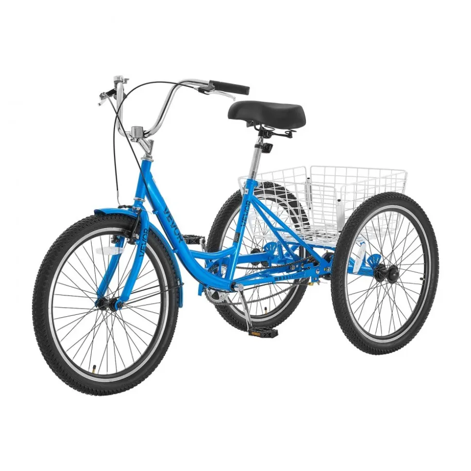 VEVOR Adult Tricycle 26 inch Trike for Adult 3 Wheel Cruiser Bike, with Cargo Basket, Adjustable Seat, and Double-Wall Wheel Rims, Carbon Steel Shopping Picnic Tricycles for Women, Men, Seniors