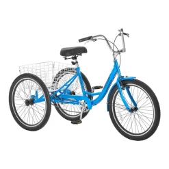 VEVOR Adult Tricycle 24 inch Trike for Adult 3 Wheel Cruiser Bike, with Cargo Basket, Adjustable Seat, and Double-Wall Wheel Rims, Carbon Steel Shopping Picnic Tricycles for Women, Men, Seniors