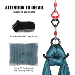 VEVOR Aerial Silk & Yoga Swing, 8.7 Yards, Aerial Yoga Hammock Kit with 100gsm Nylon Fabric, Full Rigging Hardware & Easy Set-up Guide, Antigravity Flying for All Levels Fitness Bodybuilding, Green