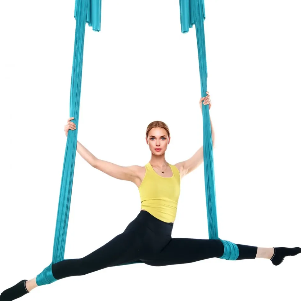 VEVOR Aerial Silk & Yoga Swing, 11 Yards, Aerial Yoga Hammock Kit with 100gsm Nylon Fabric, Full Rigging Hardware & Easy Set-up Guide, Antigravity Flying for All Levels Fitness Bodybuilding, Blue