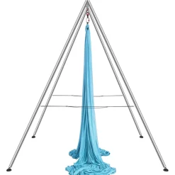 VEVOR Aerial Yoga Frame & Yoga Hammock, 9.67 ft Height Professional Yoga Swing Stand Comes with 13.1 Yards Aerial Hammock, Max 551.15 lbs Load Capacity Yoga Rig for Indoor Outdoor Aerial Yoga, Blue