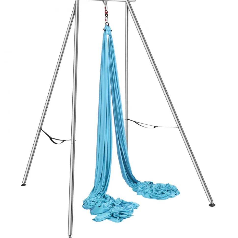 VEVOR Aerial Yoga Frame & Yoga Hammock, 9.67 ft Height Professional Yoga Swing Stand Comes with 13.1 Yards Aerial Hammock, Max 551.15 lbs Load Capacity Yoga Rig for Indoor Outdoor Aerial Yoga, Blue