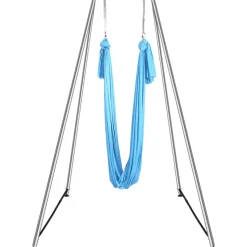 VEVOR Aerial Yoga Frame & Yoga Hammock, 9.67 ft Height Professional Yoga Swing Stand Comes with 13.1 Yards Aerial Hammock, Max 551.15 lbs Load Capacity Yoga Rig for Indoor Outdoor Aerial Yoga, Blue