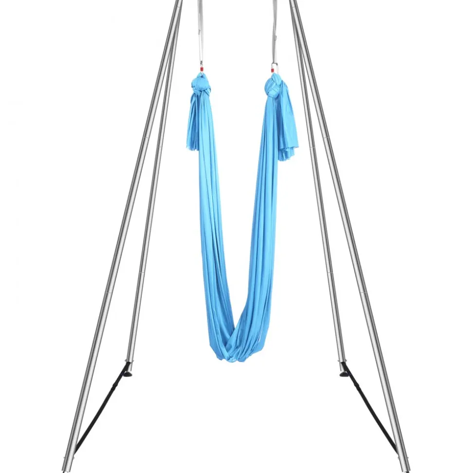 VEVOR Aerial Yoga Frame & Yoga Hammock, 9.67 ft Height Professional Yoga Swing Stand Comes with 13.1 Yards Aerial Hammock, Max 551.15 lbs Load Capacity Yoga Rig for Indoor Outdoor Aerial Yoga, Blue