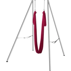 VEVOR Aerial Yoga Frame & Yoga Hammock, 9.67 ft Height Professional Yoga Swing Stand Comes with 6.6 Yards Aerial Hammock, Max 551.15 lbs Load Capacity, Yoga Rig for Indoor Outdoor Aerial Yoga, Red