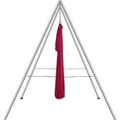 VEVOR Aerial Yoga Frame & Yoga Hammock, 9.67 ft Height Professional Yoga Swing Stand Comes with 6.6 Yards Aerial Hammock, Max 551.15 lbs Load Capacity, Yoga Rig for Indoor Outdoor Aerial Yoga, Red