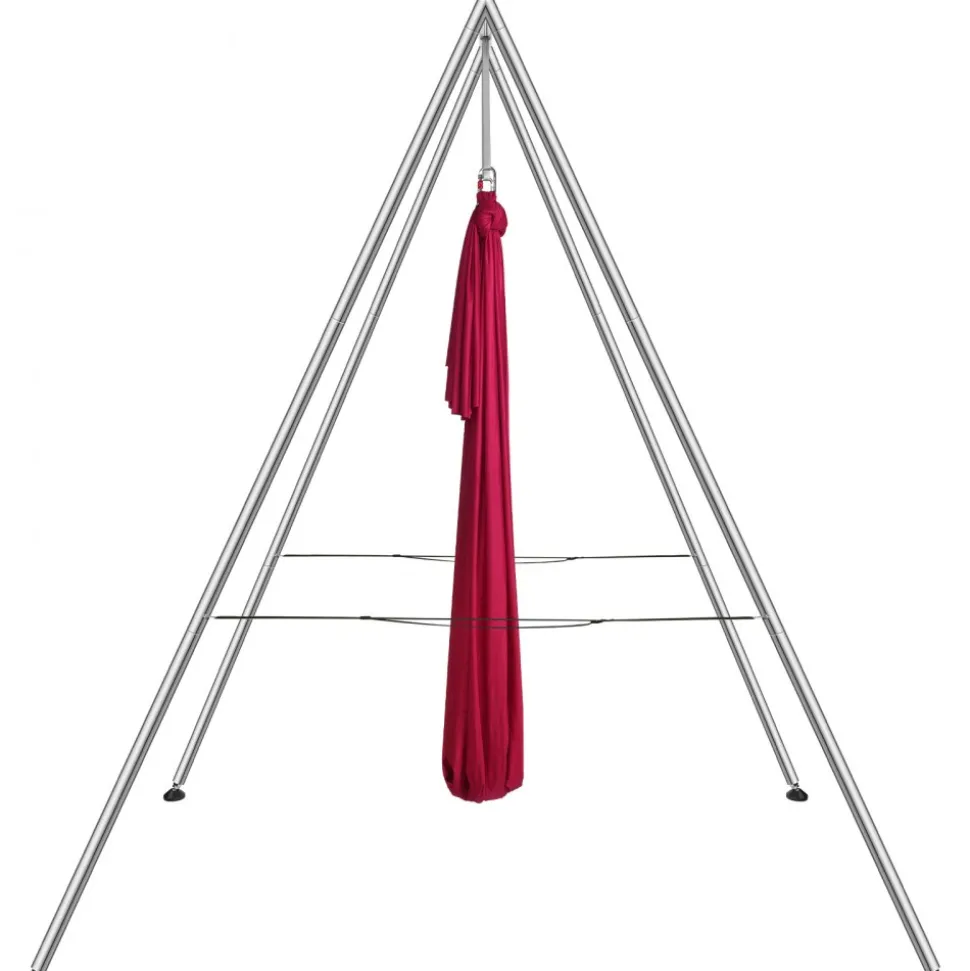 VEVOR Aerial Yoga Frame & Yoga Hammock, 9.67 ft Height Professional Yoga Swing Stand Comes with 6.6 Yards Aerial Hammock, Max 551.15 lbs Load Capacity, Yoga Rig for Indoor Outdoor Aerial Yoga, Red