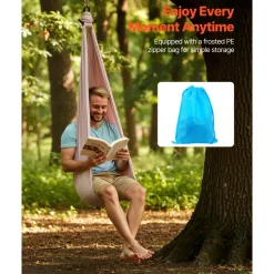 VEVOR Aerial Yoga Hammock, 300 lbs Load Aerial Silk, Yoga Swing with Nylon Fabric, PE Zipper Bag for Parent-Child Interaction, Strengthen Muscles & Improve Practice, Hammock and Swing Combo