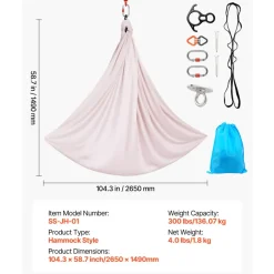 VEVOR Aerial Yoga Hammock, 300 lbs Load Aerial Silk, Yoga Swing with Nylon Fabric, PE Zipper Bag for Parent-Child Interaction, Strengthen Muscles & Improve Practice, Hammock and Swing Combo