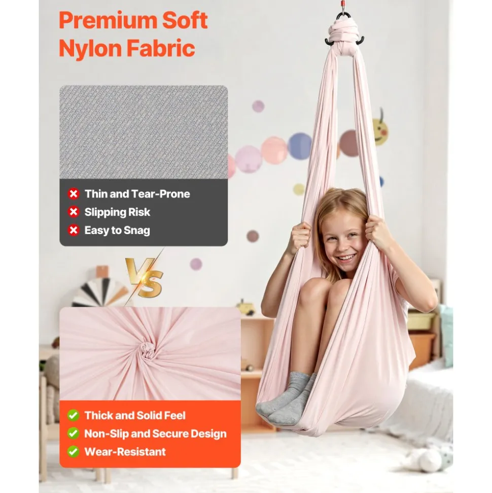 VEVOR Aerial Yoga Hammock, 300 lbs Load Aerial Silk, Yoga Swing with Nylon Fabric, PE Zipper Bag for Parent-Child Interaction, Strengthen Muscles & Improve Practice, Hammock and Swing Combo