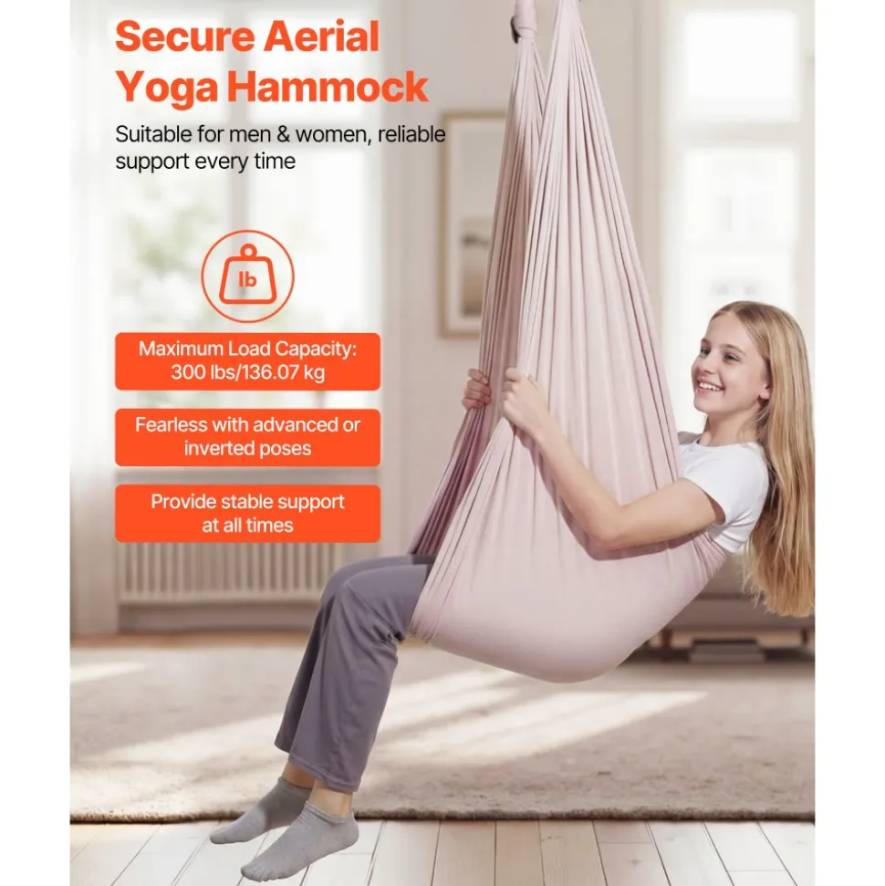 VEVOR Aerial Yoga Hammock, 300 lbs Load Aerial Silk, Yoga Swing with Nylon Fabric, PE Zipper Bag for Parent-Child Interaction, Strengthen Muscles & Improve Practice, Hammock and Swing Combo