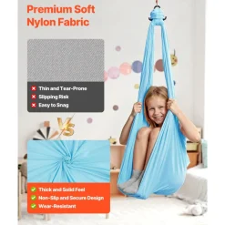 VEVOR Aerial Yoga Hammock, Maximum 300 lbs Load Aerial Silk, Yoga Swing with Nylon Fabric, Daisy Rope, PE Zipper Bag, Gymnastics Swings Suitable for Men and Women, Dual-Function Hammock & Swing