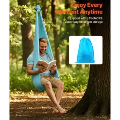 VEVOR Aerial Yoga Hammock, Maximum 300 lbs Load Aerial Silk, Yoga Swing with Nylon Fabric, Daisy Rope, PE Zipper Bag, Gymnastics Swings Suitable for Men and Women, Dual-Function Hammock & Swing