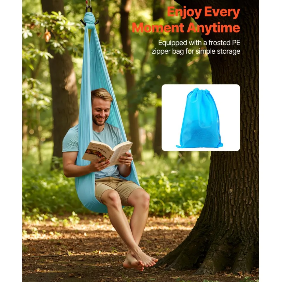 VEVOR Aerial Yoga Hammock, Maximum 300 lbs Load Aerial Silk, Yoga Swing with Nylon Fabric, Daisy Rope, PE Zipper Bag, Gymnastics Swings Suitable for Men and Women, Dual-Function Hammock & Swing