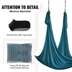VEVOR Aerial Yoga Hammock & Swing, 5.5 Yards, Aerial Yoga Starter Kit with 100gsm Nylon Fabric, Full Rigging Hardware & Easy Set-up Guide, Antigravity Flying for All Levels Fitness Bodybuilding, Green
