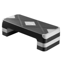 VEVOR Aerobic Exercise Step Platform, 28-Inch Workout Aerobic Stepper, Height Adjustable Fitness Training Step Deck Trainer with 4 Risers, Non-Slip Surface Bench for Home Gym Cardio Strength, Blue