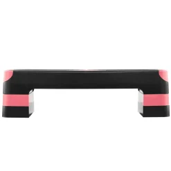 VEVOR Aerobic Exercise Step Platform, 28-Inch Workout Aerobic Stepper, Height Adjustable Fitness Training Step Deck Trainer with 4 Risers, Non-Slip Surface Bench for Home Gym Cardio Strength, Red