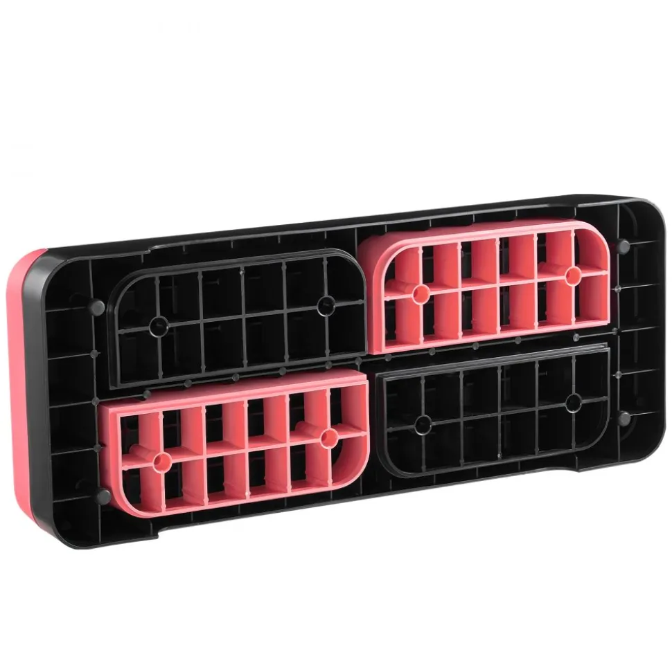 VEVOR Aerobic Exercise Step Platform, 28-Inch Workout Aerobic Stepper, Height Adjustable Fitness Training Step Deck Trainer with 4 Risers, Non-Slip Surface Bench for Home Gym Cardio Strength, Red