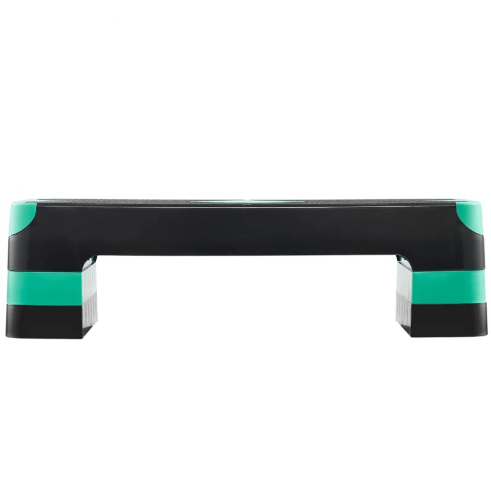 VEVOR Aerobic Exercise Step Platform, 28-Inch Workout Aerobic Stepper, Height Adjustable Fitness Training Step Deck Trainer with 4 Risers, Non-Slip Surface Bench for Home Gym Cardio Strength, Green