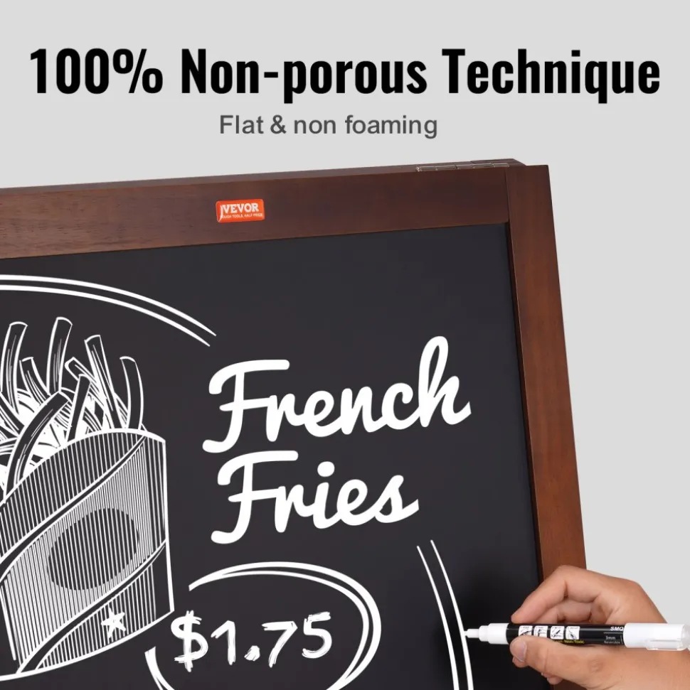 VEVOR A Frame Chalkboard Sign, Double-Sided Sidewalk Signs, Freestanding Vintage Wooden Chalk Board with Chalks & Magnetic Eraser, Rustic Brown Outdoor Sandwich Board, 20"x40", Kitchen Home Wedding