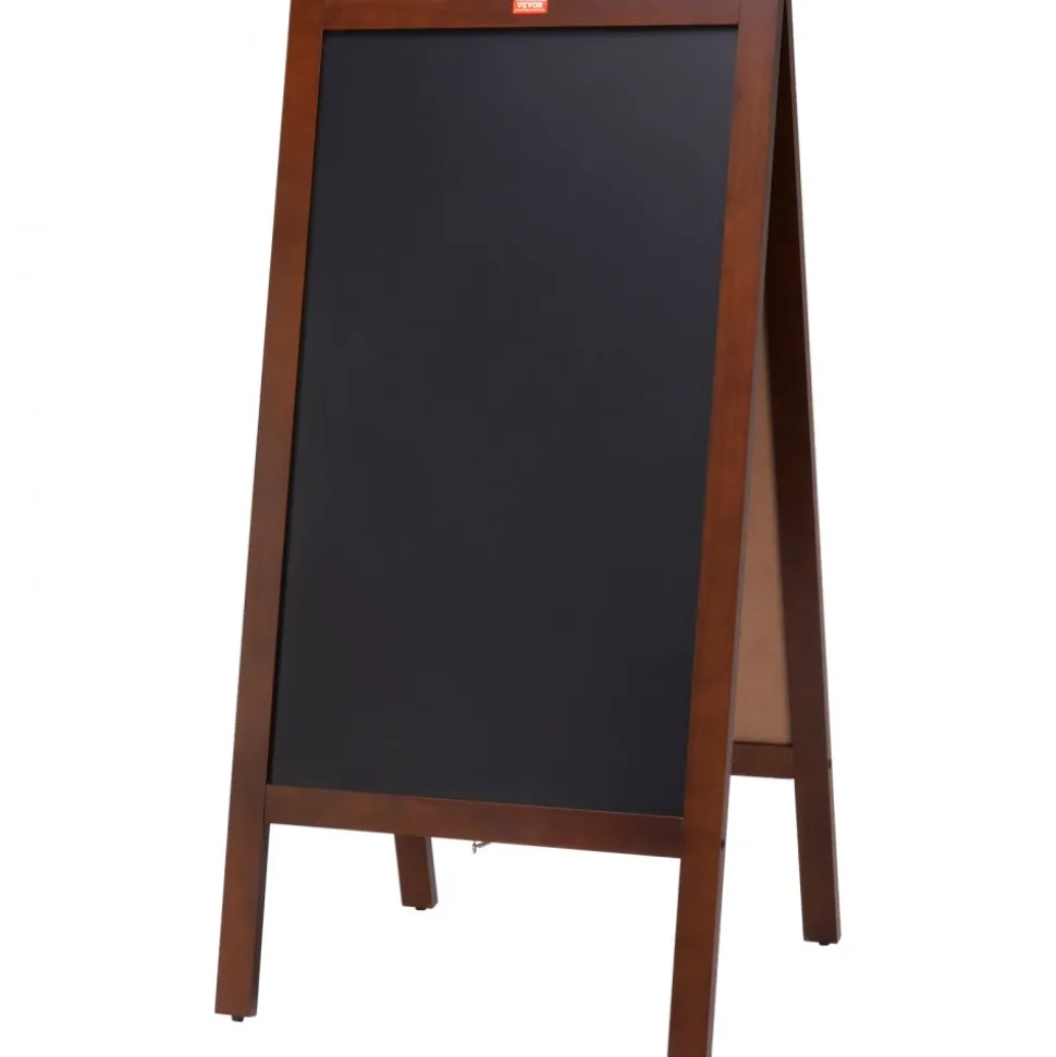 VEVOR A Frame Chalkboard Sign, Double-Sided Sidewalk Signs, Freestanding Vintage Wooden Chalk Board with Chalks & Magnetic Eraser, Rustic Brown Outdoor Sandwich Board, 20"x40", Kitchen Home Wedding
