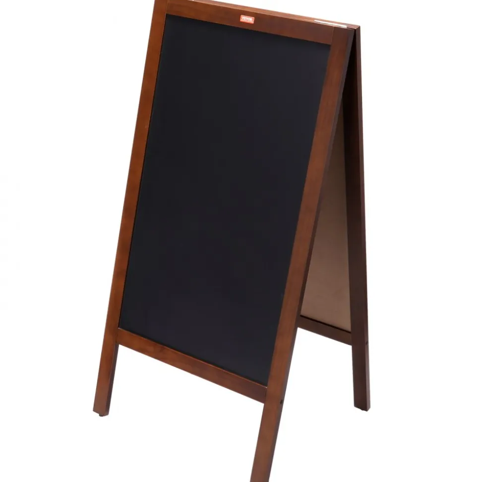 VEVOR A Frame Chalkboard Sign, Double-Sided Sidewalk Signs, Freestanding Vintage Wooden Chalk Board with Chalks & Magnetic Eraser, Rustic Brown Outdoor Sandwich Board, 20"x40", Kitchen Home Wedding