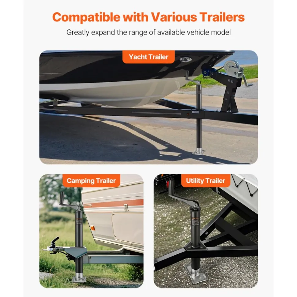 VEVOR A-Frame Trailer Jack, 2000 lbs Dynamic Load Capacity, Trailer Jack Stand with Handle & Rectangular Footpad, 15-inch Vertical Travel, Suitable for RV, Horse, Utility Trailers, Yacht Trailers