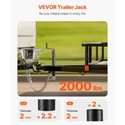 VEVOR A-Frame Trailer Jack, 2000 lbs Dynamic Load Capacity, Trailer Jack Stand with Handle & Rectangular Footpad, 15-inch Vertical Travel, Suitable for RV, Horse, Utility Trailers, Yacht Trailers