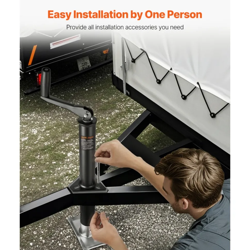 VEVOR A-Frame Trailer Jack, 2000 lbs Dynamic Load Capacity, Trailer Jack Stand with Handle & Rectangular Footpad, 15-inch Vertical Travel, Suitable for RV, Horse, Utility Trailers, Yacht Trailers