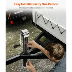 VEVOR A-Frame Trailer Jack, 5000 lbs Dynamic Load Capacity, Trailer Jack Stand with Handle & Rectangular Footpad, 15-inch Vertical Travel, Suitable for RV, Horse, Utility Trailers, Yacht Trailers