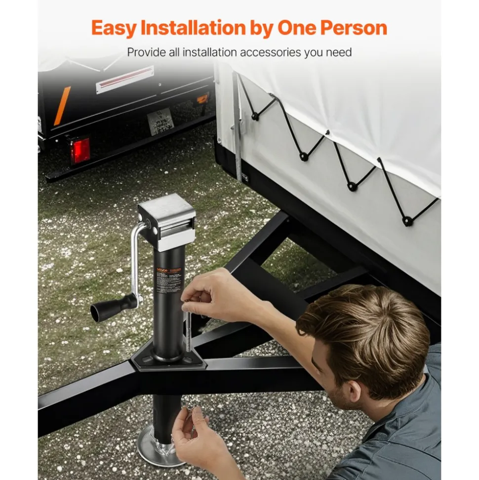 VEVOR A-Frame Trailer Jack, 5000 lbs Dynamic Load Capacity, Trailer Jack Stand with Handle & Rectangular Footpad, 15-inch Vertical Travel, Suitable for RV, Horse, Utility Trailers, Yacht Trailers