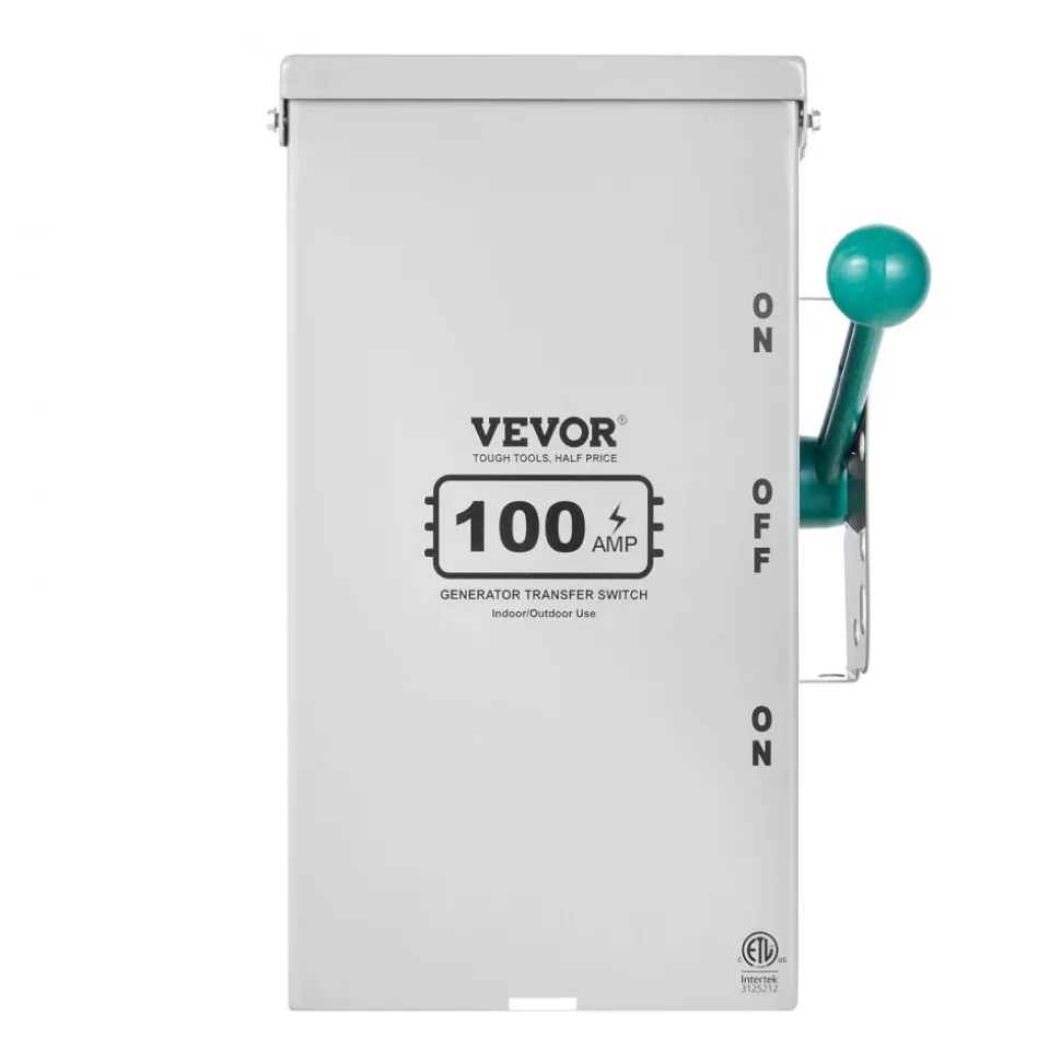 VEVOR 100A Generator Transfer Switch, 24000W Manual Transfer Switch, Heavy Duty Double-Throw Power Transfer Switch 120/240V, Meeting NEMA 3R Standards, for Outdoor, Indoor, and Portable Generator