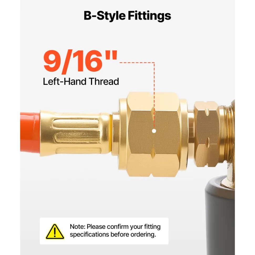 VEVOR Air Acetylene Torch Hose, 1/8-Inch x 12FT Acetylene Welding Hose with 9/16" LH B-Type Fittings, AH-12 R Grade Welding Torch Hoses Compatible with AR-B/AR-MC Regulators