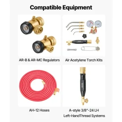 VEVOR Air Acetylene Torch Hose, 3/16-Inch x 12FT Acetylene Welding Hose with 3/8
