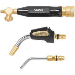 VEVOR Air Acetylene Torch Kit, Acetylene Gas Welding Tool with 11.8FT Rubber Hose, Self-Lighting Welding Tip & CGA200 Regulator, Swirl Frame Brazing Torch Kit with Cylinder Stand for Metalworking